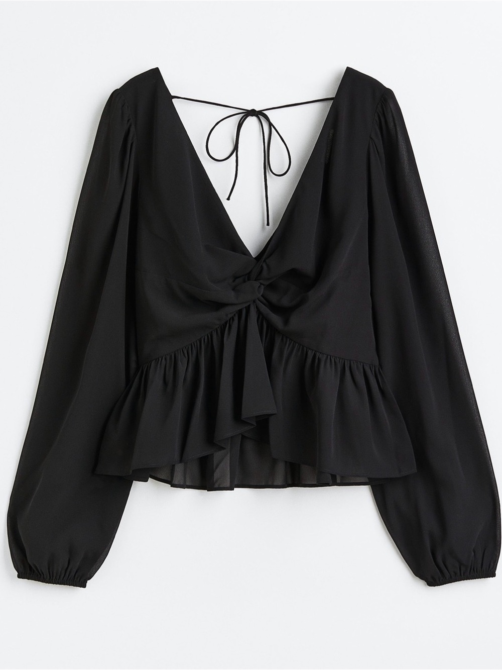 H&M Balloon-sleeved Peplum Blouse